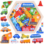 Drevené puzzle farebných Vozidiel Drevené puzzle farebných Vozidiel
